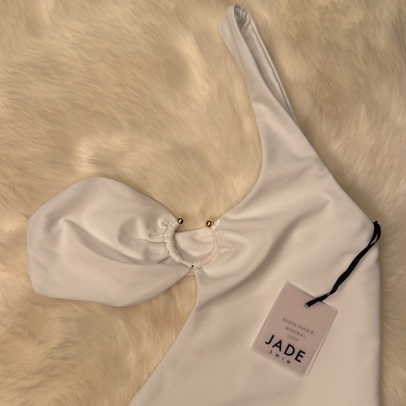 Jade Swim NWT Avery One-Shoulder Asymmetric One Piece Swimsuit White Small - Picture 2 of 9